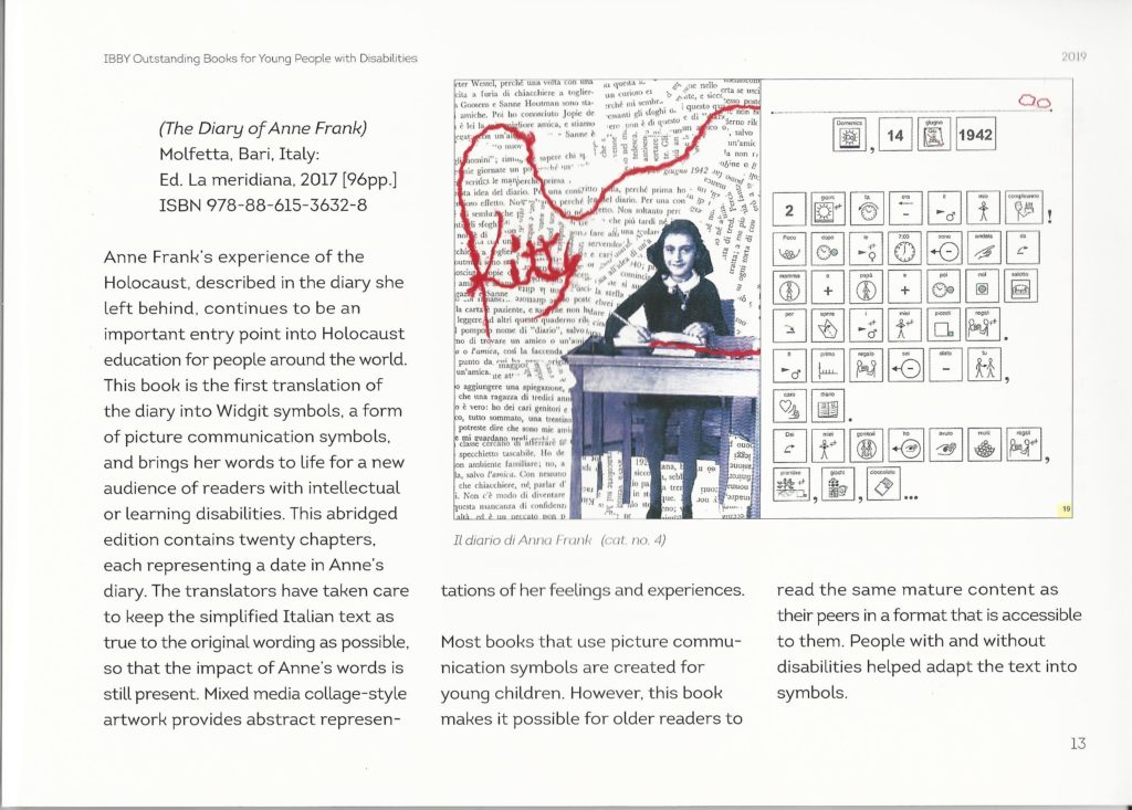pagina del catalogo con la presentazione del Diario di Anna Frank in versione inbook