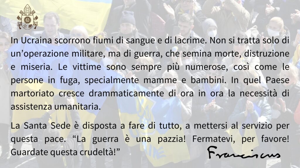 appello e messa al servizio. post su twitter di pontifex